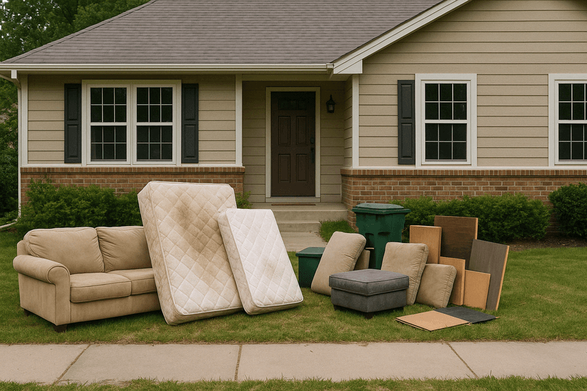 House with trash before cleanup